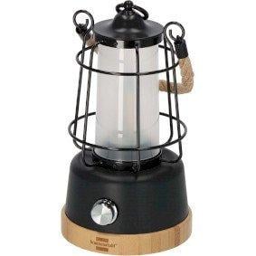 Rechargeable camping lamp CAL 1 with hemp rope and bamboo base (370 lm, IP44, burn time up to 75h, dimmable, adjustable light color)