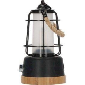 Rechargeable camping lamp CAL 1 with hemp rope and bamboo base (370 lm, IP44, burn time up to 75h, dimmable, adjustable light color)