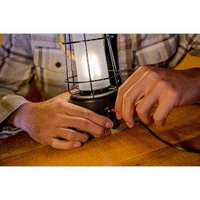Rechargeable camping lamp CAL 1 with hemp rope and bamboo base (370 lm, IP44, burn time up to 75h, dimmable, adjustable light color)