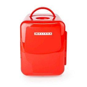 Portable Mini Fridge | 6 cans / 4 l capacity | 100-240 V / 12 V | Heating / Cooling function | Carrying handle | Red