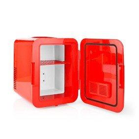 Portable Mini Fridge | 6 cans / 4 l capacity | 100-240 V / 12 V | Heating / Cooling function | Carrying handle | Red