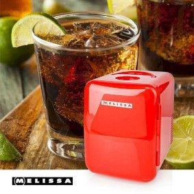 Portable Mini Fridge | 6 cans / 4 l capacity | 100-240 V / 12 V | Heating / Cooling function | Carrying handle | Red
