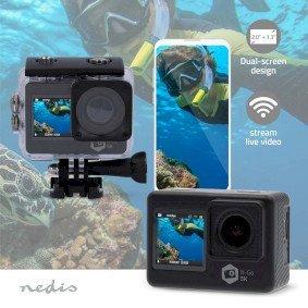 Action Cam | Dual Screen | 5K@30fps | 16 MPixel | Waterproof up to: 30.0 m | 80 min | Wi-Fi | App available for: Android™ / IOS | Mounts included | Black