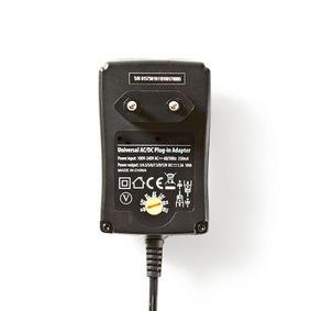 Universal AC Power Adapter | 3/4.5/5/6/7.5/9/12 VDC | 1.5 A