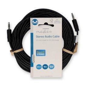 Stereo Audio Cable | 3.5 mm Male | 3.5 mm Male | Nickel Plated | 10.0 m | Round | Black | Label
