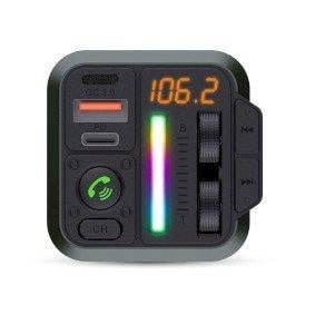 Car FM Transmitter | Fixed | Hands free calling | 1 " | Amber Screen | Bluetooth® | PD 18 W / PD 20 W | Fast charging | Bass boost | Google Assistant / Siri | Black