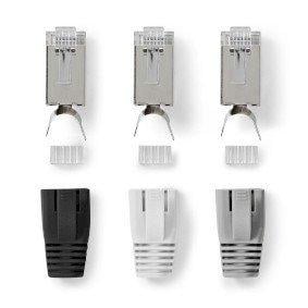 RJ45 Connector | RJ45 Pass Through | Solid/Stranded FTP CAT7 | Straight | Gold Plated | 10 pcs | PVC | Black / Grey / White | Box