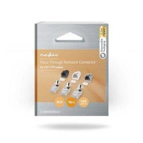RJ45 Connector | RJ45 Pass Through | Solid/Stranded FTP CAT7 | Straight | Gold Plated | 10 pcs | PVC | Black / Grey / White | Box