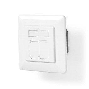 Network Wall Box | In-Wall | 2 port(s) | CAT7 | Straight | Female | Gold Plated | PVC | Ivory | Box