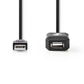 Active USB 2.0 Extension Cable | A Male - A Female | 10 m | Black