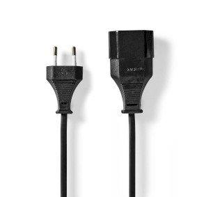 Power Extension Cable | EUR male | EUR Female| 5.0 m | Round | Black | Envelope