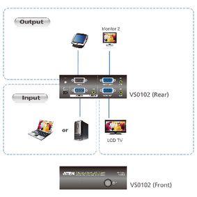 2-Port With Audio Support VGA Splitter Black
