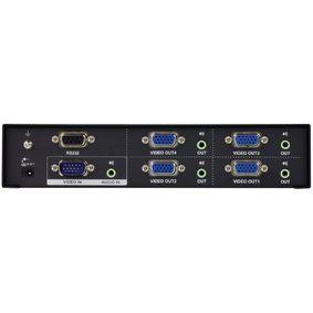 4-Port With Audio Support VGA Splitter Black